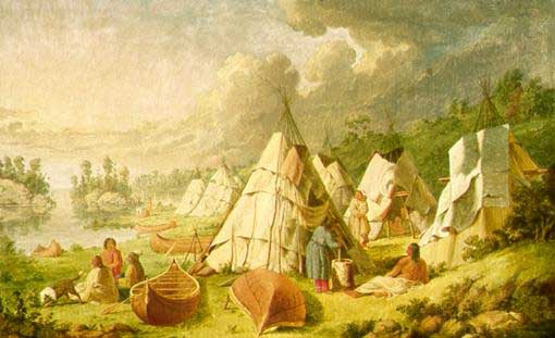 Indian encampment on Lake Huron